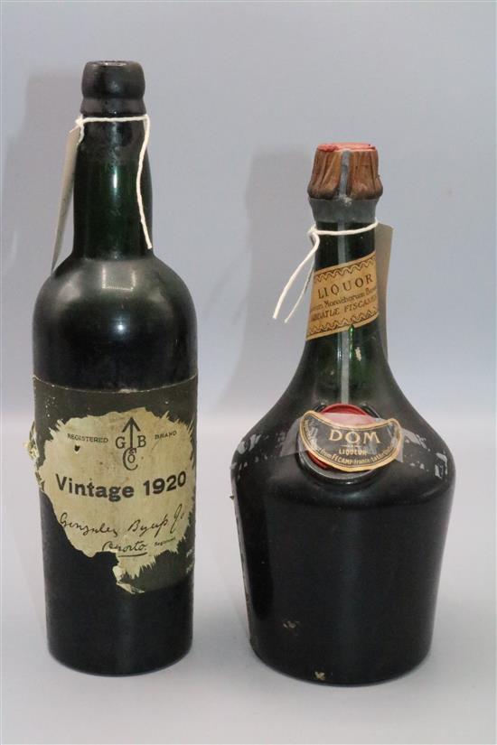 1 x Dom Benedictine and 1 x GB & Co vintage 1920 port.